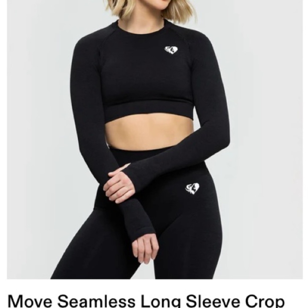 Black Long Sleeve Crop Top and Leggings Set